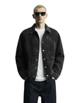Black Long Sleeve Stitched Denim Overshirt