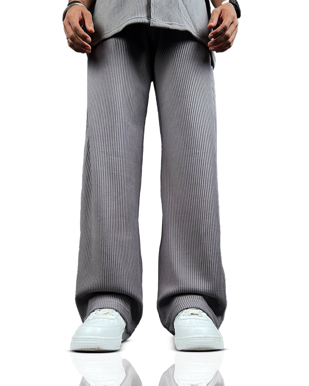 Grey Ribbed Pants