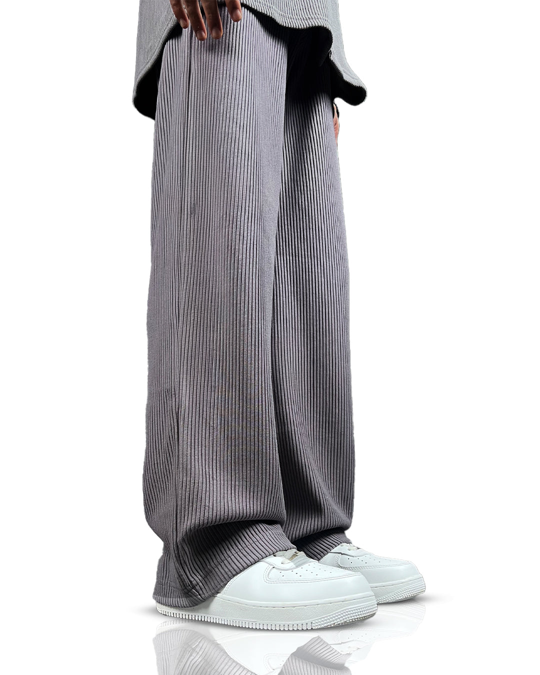 Grey Ribbed Pants