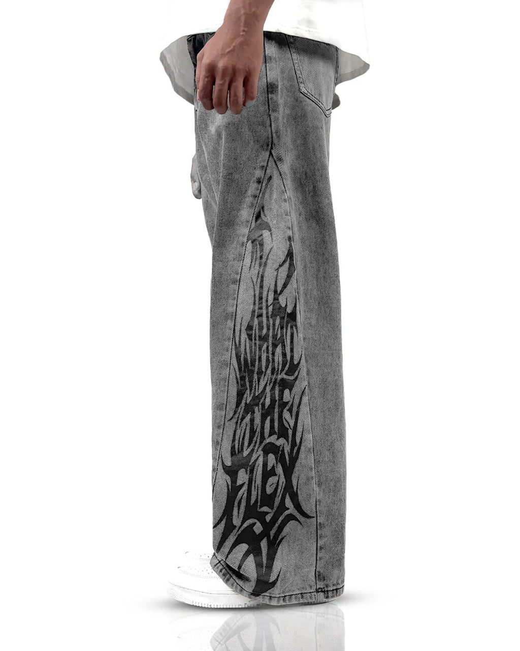 The Flex Symbol Grey Baggy Jeans